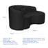Kit Recamier Curvo Sala de Estar Inglaterra 150cm Lado Direito e 2 Poltronas Orgânica Luxo Amore Bouclé Preto