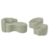 Kit Recamier Curvo Sala de Estar Inglaterra 150cm Lado Direito e 2 Poltronas Orgânica Luxo Amore Bouclé Verde Oliva