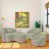 Kit Recamier Curvo Sala de Estar Inglaterra 150cm Lado Direito e 2 Poltronas Orgânica Luxo Amore Bouclé Verde Oliva
