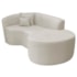 Kit Recamier Curvo Sala de Estar Inglaterra 150cm Lado Direito e 2 Poltronas Orgânica Luxo Amore Linho