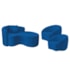 Kit Recamier Curvo Sala de Estar Inglaterra 150cm Lado Direito e 2 Poltronas Orgânica Luxo Amore Linho Azul Royal