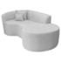Kit Recamier Curvo Sala de Estar Inglaterra 150cm Lado Direito e 2 Poltronas Orgânica Luxo Amore Linho Cinza Claro