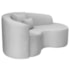 Kit Recamier Curvo Sala de Estar Inglaterra 150cm Lado Direito e 2 Poltronas Orgânica Luxo Amore Linho Cinza Claro