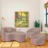 Kit Recamier Curvo Sala de Estar Inglaterra 150cm Lado Direito e 2 Poltronas Orgânica Luxo Amore Linho Rose