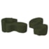 Kit Recamier Curvo Sala de Estar Inglaterra 150cm Lado Direito e 2 Poltronas Orgânica Luxo Amore Linho Verde