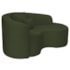 Kit Recamier Curvo Sala de Estar Inglaterra 150cm Lado Direito e 2 Poltronas Orgânica Luxo Amore Linho Verde