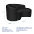 Kit Recamier Curvo Sala de Estar Inglaterra 150cm Lado Direito e 2 Poltronas Orgânica Luxo Luiza Max Bouclé Preto