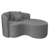 Kit Recamier Curvo Sala de Estar Inglaterra 150cm Lado Direito e 2 Poltronas Orgânica Luxo Luiza Max Bouclé Cinza