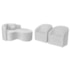 Kit Recamier Curvo Sala de Estar Inglaterra 150cm Lado Direito e 2 Poltronas Orgânica Luxo Luiza Max Bouclé Branco
