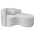 Kit Recamier Curvo Sala de Estar Inglaterra 150cm Lado Direito e 2 Poltronas Orgânica Luxo Luiza Max Bouclé Branco