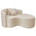 Kit Recamier Curvo Sala de Estar Inglaterra 150cm Lado Direito e 2 Poltronas Orgânica Luxo Luiza Max Bouclé Bege