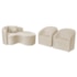 Kit Recamier Curvo Sala de Estar Inglaterra 150cm Lado Direito e 2 Poltronas Orgânica Luxo Luiza Max Bouclé Bege