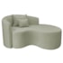 Kit Recamier Curvo Sala de Estar Inglaterra 150cm Lado Direito e 2 Poltronas Orgânica Luxo Luiza Max Bouclé Verde Oliva