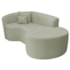 Kit Recamier Curvo Sala de Estar Inglaterra 150cm Lado Direito e 2 Poltronas Orgânica Luxo Luiza Max Bouclé Verde Oliva