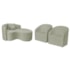 Kit Recamier Curvo Sala de Estar Inglaterra 150cm Lado Direito e 2 Poltronas Orgânica Luxo Luiza Max Bouclé Verde Oliva