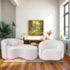 Kit Recamier Curvo Sala de Estar Inglaterra 150cm Lado Direito e Poltrona Orgânica Luxo Amore Bouclé Branco