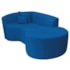 Kit Recamier Curvo Sala de Estar Inglaterra 150cm Lado Direito e Poltrona Orgânica Luxo Amore Linho Azul Royal