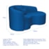 Kit Recamier Curvo Sala de Estar Inglaterra 150cm Lado Direito e Poltrona Orgânica Luxo Amore Linho Azul Royal