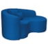 Kit Recamier Curvo Sala de Estar Inglaterra 150cm Lado Direito e Poltrona Orgânica Luxo Amore Linho Azul Royal