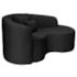 Kit Recamier Curvo Sala de Estar Inglaterra 150cm Lado Direito e Poltrona Orgânica Luxo Amore Linho Preto