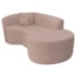 Kit Recamier Curvo Sala de Estar Inglaterra 150cm Lado Direito e Poltrona Orgânica Luxo Amore Linho Rose