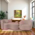 Kit Recamier Curvo Sala de Estar Inglaterra 150cm Lado Direito e Poltrona Orgânica Luxo Amore Linho Rose