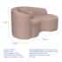 Kit Recamier Curvo Sala de Estar Inglaterra 150cm Lado Direito e Poltrona Orgânica Luxo Amore Linho Rose