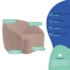 Kit Recamier Curvo Sala de Estar Inglaterra 150cm Lado Direito e Poltrona Orgânica Luxo Amore Linho Rose