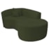 Kit Recamier Curvo Sala de Estar Inglaterra 150cm Lado Direito e Poltrona Orgânica Luxo Amore Linho Verde