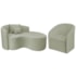 Kit Recamier Curvo Sala de Estar Inglaterra 150cm Lado Direito e Poltrona Orgânica Luxo Luiza Max Bouclé Verde Oliva