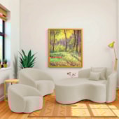 Kit Recamier Curvo Sala de Estar Inglaterra 150cm Lado Esquerdo e 2 Poltronas Orgânica Luxo Amore Bouclé Bege