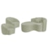 Kit Recamier Curvo Sala de Estar Inglaterra 150cm Lado Esquerdo e 2 Poltronas Orgânica Luxo Amore Bouclé Verde Oliva