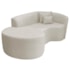 Kit Recamier Curvo Sala de Estar Inglaterra 150cm Lado Esquerdo e 2 Poltronas Orgânica Luxo Amore Linho Bege