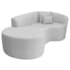 Kit Recamier Curvo Sala de Estar Inglaterra 150cm Lado Esquerdo e 2 Poltronas Orgânica Luxo Amore Linho Cinza Claro