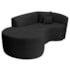 Kit Recamier Curvo Sala de Estar Inglaterra 150cm Lado Esquerdo e 2 Poltronas Orgânica Luxo Amore Linho Preto