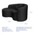 Kit Recamier Curvo Sala de Estar Inglaterra 150cm Lado Esquerdo e 2 Poltronas Orgânica Luxo Amore Linho Preto