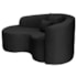Kit Recamier Curvo Sala de Estar Inglaterra 150cm Lado Esquerdo e 2 Poltronas Orgânica Luxo Amore Linho Preto