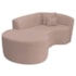Kit Recamier Curvo Sala de Estar Inglaterra 150cm Lado Esquerdo e 2 Poltronas Orgânica Luxo Amore Linho Rose