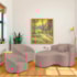 Kit Recamier Curvo Sala de Estar Inglaterra 150cm Lado Esquerdo e 2 Poltronas Orgânica Luxo Amore Linho Rose