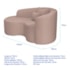 Kit Recamier Curvo Sala de Estar Inglaterra 150cm Lado Esquerdo e 2 Poltronas Orgânica Luxo Amore Linho Rose