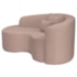 Kit Recamier Curvo Sala de Estar Inglaterra 150cm Lado Esquerdo e 2 Poltronas Orgânica Luxo Amore Linho Rose
