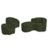 Kit Recamier Curvo Sala de Estar Inglaterra 150cm Lado Esquerdo e 2 Poltronas Orgânica Luxo Amore Linho Verde