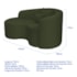 Kit Recamier Curvo Sala de Estar Inglaterra 150cm Lado Esquerdo e 2 Poltronas Orgânica Luxo Amore Linho Verde