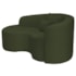 Kit Recamier Curvo Sala de Estar Inglaterra 150cm Lado Esquerdo e 2 Poltronas Orgânica Luxo Amore Linho Verde