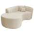 Kit Recamier Curvo Sala de Estar Inglaterra 150cm Lado Esquerdo e 2 Poltronas Orgânica Luxo Luiza Max Bouclé Bege