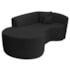 Kit Recamier Curvo Sala de Estar Inglaterra 150cm Lado Esquerdo e 2 Poltronas Orgânica Luxo Luiza Max Bouclé Preto