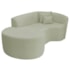 Kit Recamier Curvo Sala de Estar Inglaterra 150cm Lado Esquerdo e Poltrona Orgânica Luxo Amore Bouclé Verde Oliva
