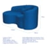 Kit Recamier Curvo Sala de Estar Inglaterra 150cm Lado Esquerdo e Poltrona Orgânica Luxo Amore Linho Azul Royal
