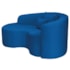 Kit Recamier Curvo Sala de Estar Inglaterra 150cm Lado Esquerdo e Poltrona Orgânica Luxo Amore Linho Azul Royal