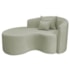 Kit Recamier Curvo Sala de Estar Inglaterra 150cm Lado Esquerdo e Poltrona Orgânica Luxo Luiza Max Bouclé Verde Oliva